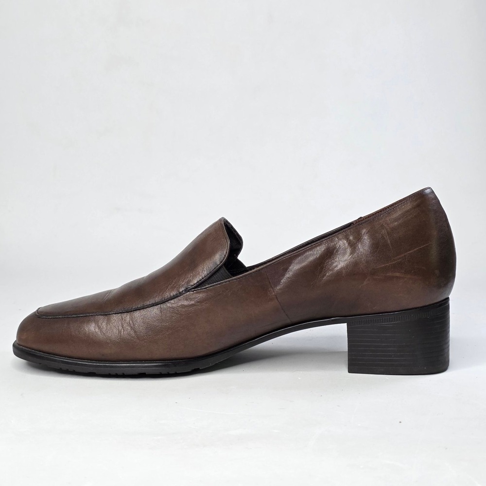Munro American Loafers Womens Size 9 W Brown Leather Square Toe Block Heel Shoes - Picture 5 of 13